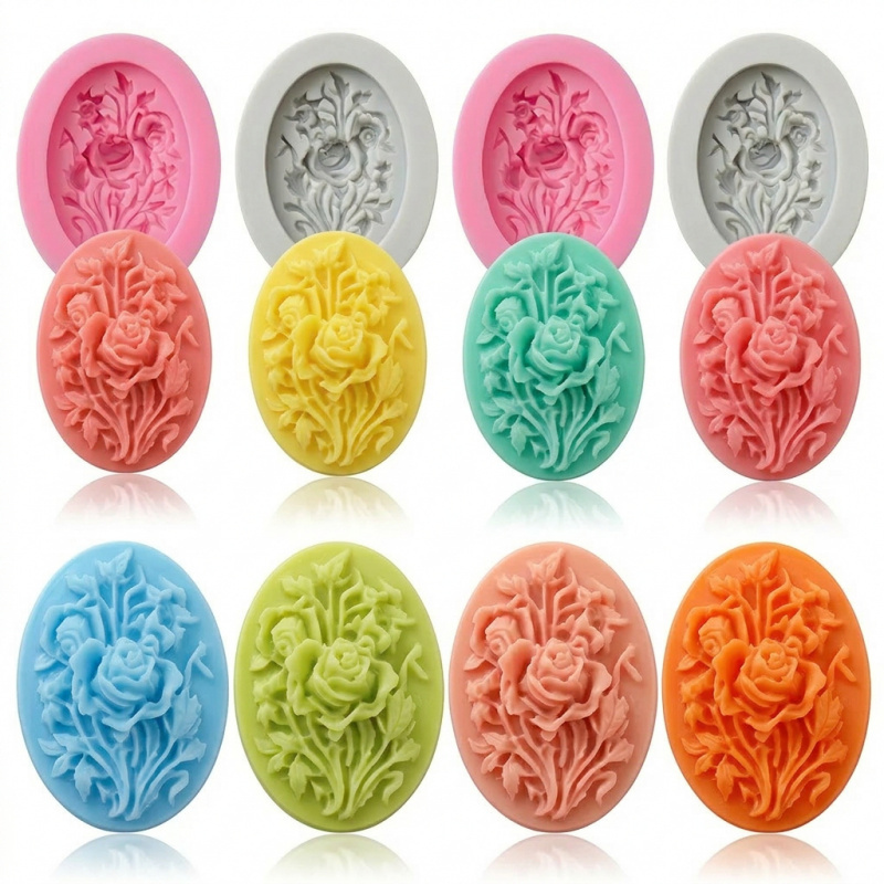 4 Silicone mold with flower sh - огляд і ціна Soap Making Silicone Molds